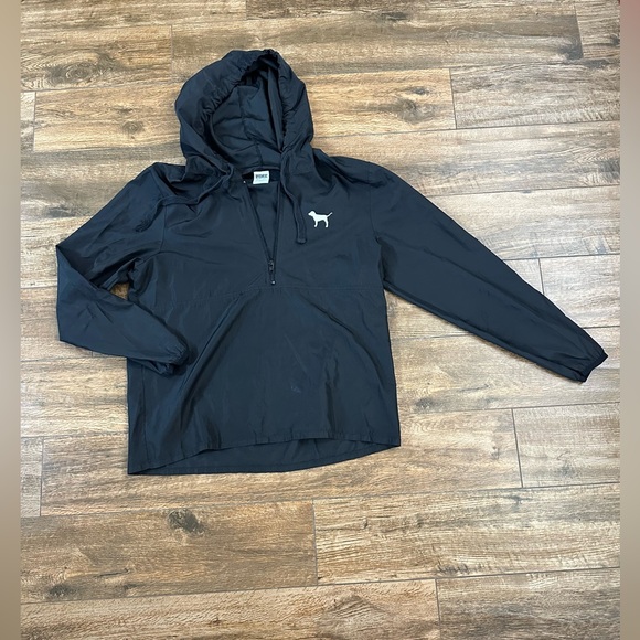 Pink by Victoria’s Secrets 3/4 Zip Windbreaker Black size XS/S - Picture 6 of 8